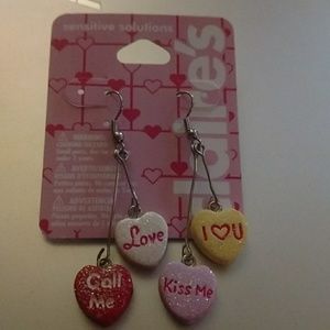 Valentine's day heart dangle earrings